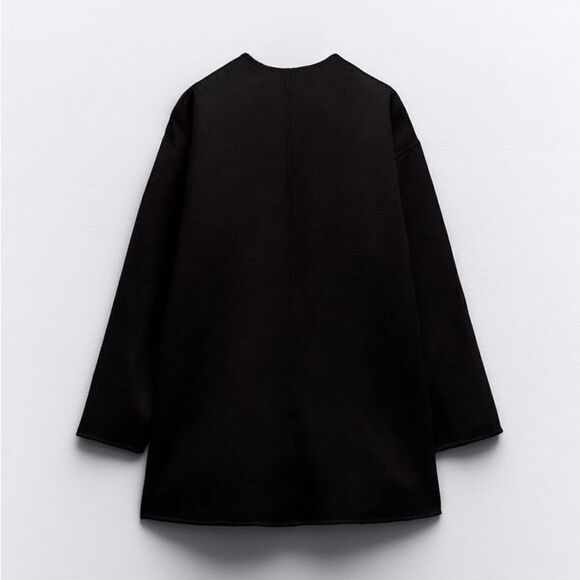 ZARA WOOL BLEND ROUND COLLAR COAT - Picture 7 of 9